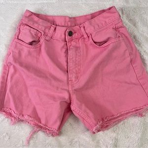 Pink denim shorts